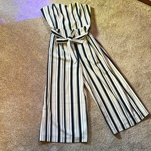 H&M STRAPLESS STRIPED JUMPSUIT